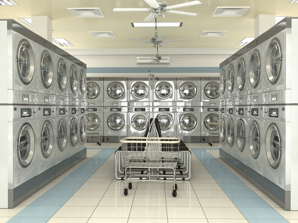 Clean empty laundromat interior