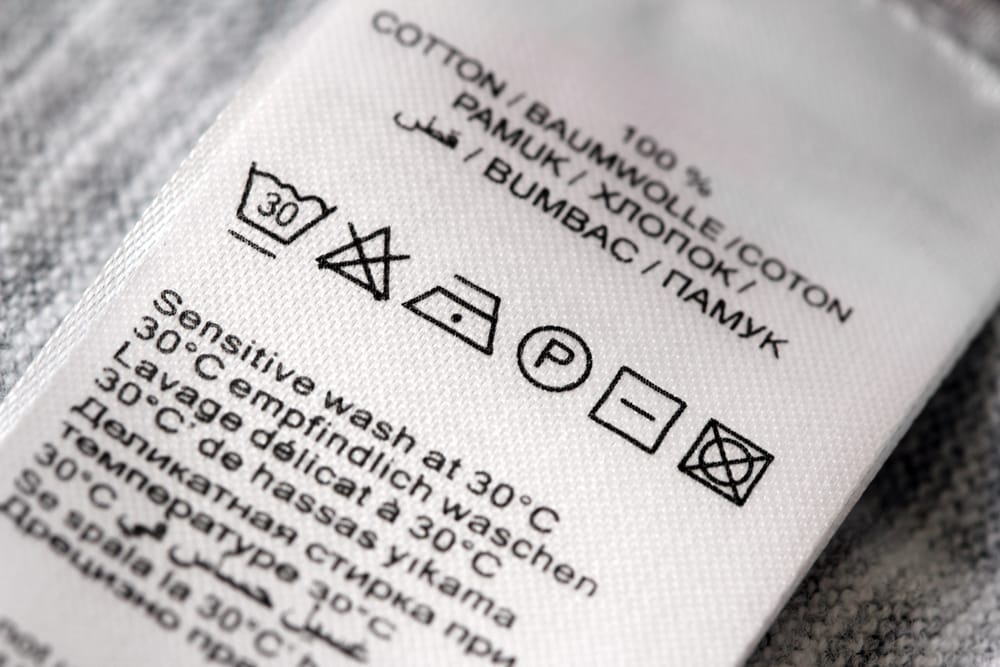 Laundry care label close-up