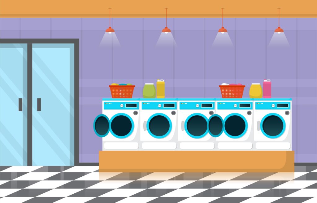 Digital illustration of laundromat